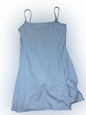 Womans Large Qinsen Light Blue Spaghetti Strap Romper Dress